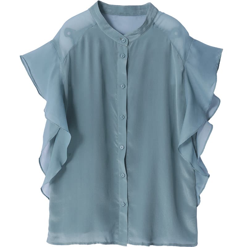 フリルブラウス 上品フリル袖シフォンブラウス