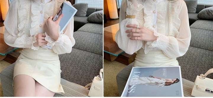 フリルブラウス フリル襟フェミニンブラウス