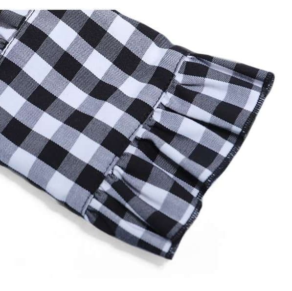 ギンガムチェック襟フリルブラウス