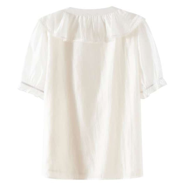 フェミニンレース襟フリルブラウス