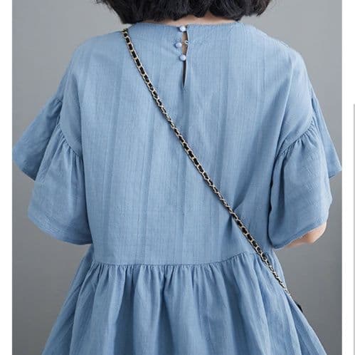 フリルブラウス ふんわり裾フリルペプラムブラウス