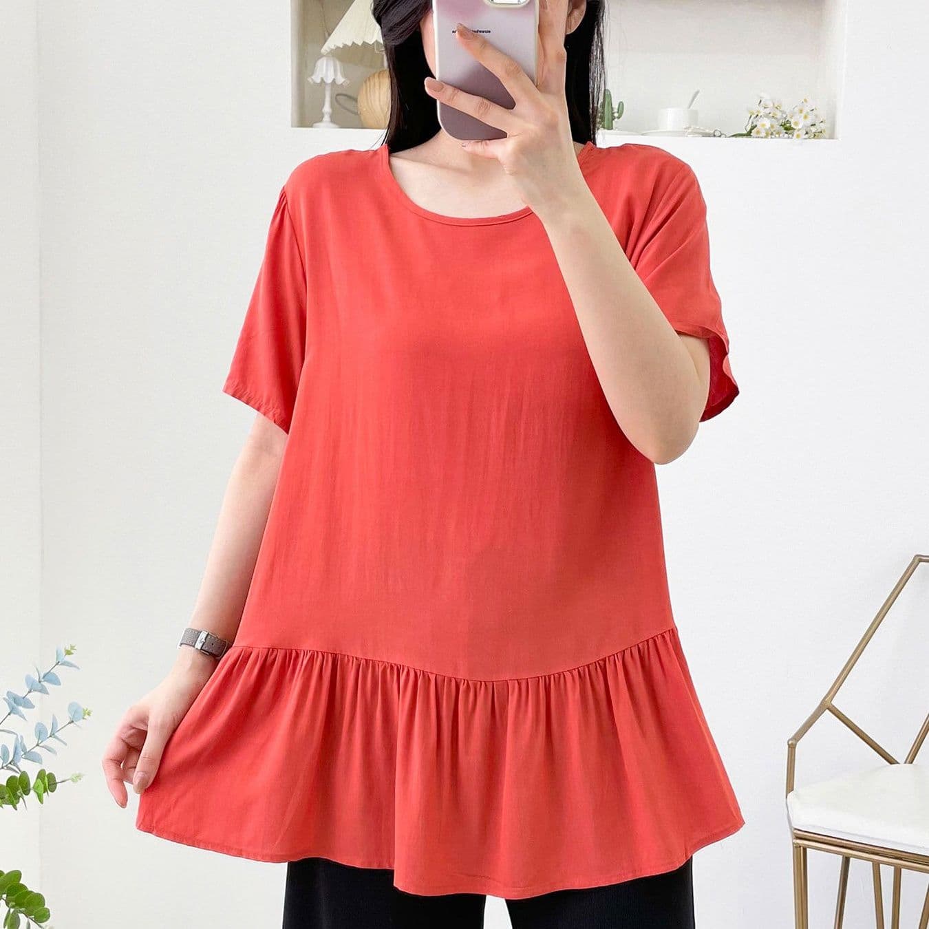 フリルブラウス ふんわり裾フリルブラウス