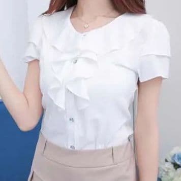 フリルブラウス 優美波立ちフリル襟ブラウス