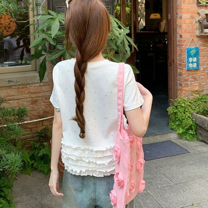 フリルブラウス 水玉ドット重ね裾フリルブラウス