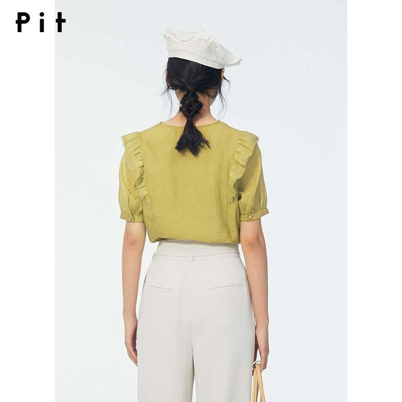 フリルブラウス ラッフルフリル袖 シアーブラウス