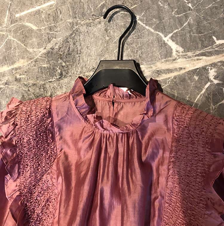 フリルブラウス シフォン フリル 襟付きブラウス