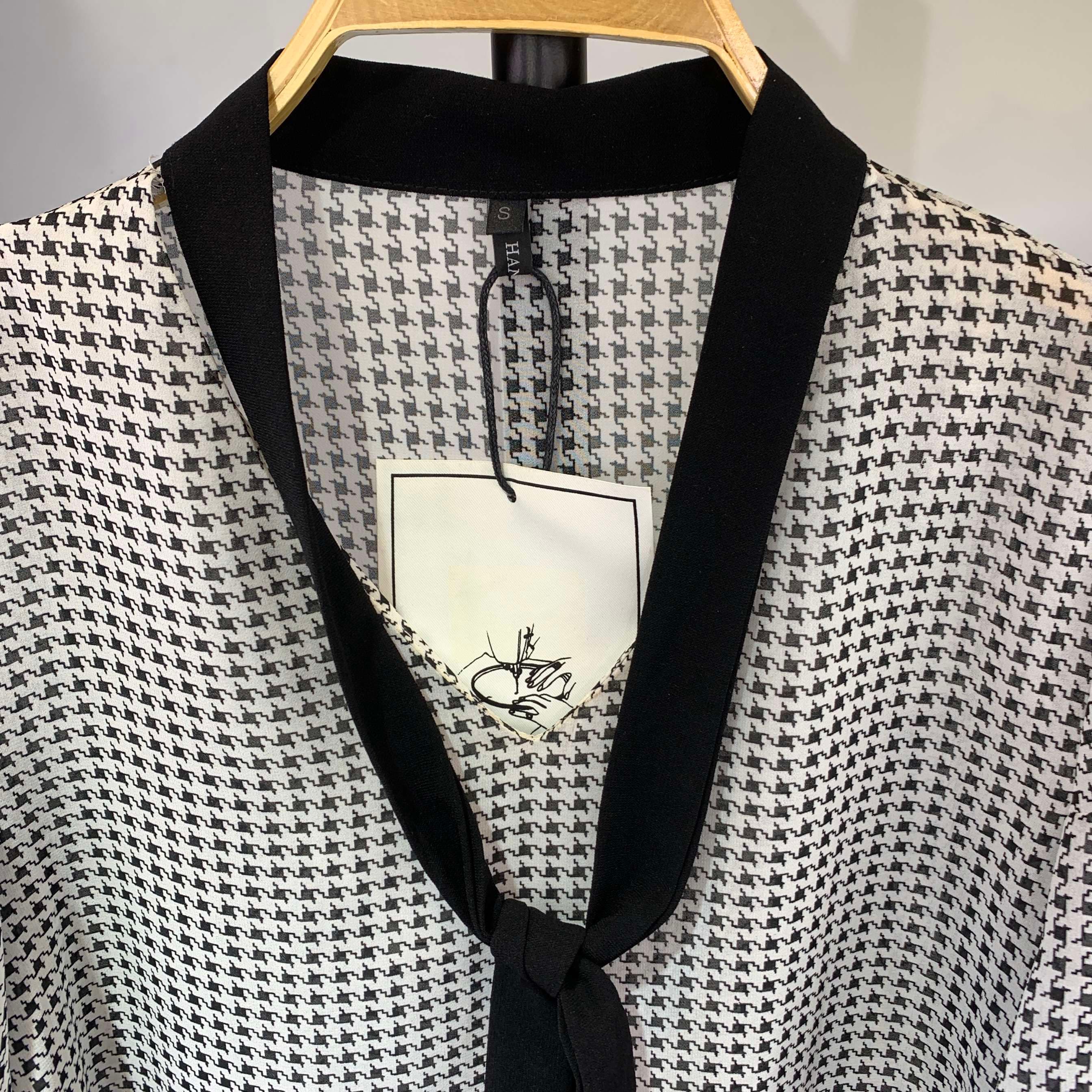 フリルブラウス 千鳥格子柄フリル二段重ねブラウス