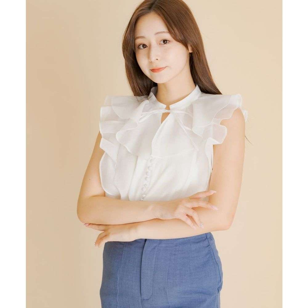 フリルブラウス ラッフルフリル バルーンスリーブ ブラウス