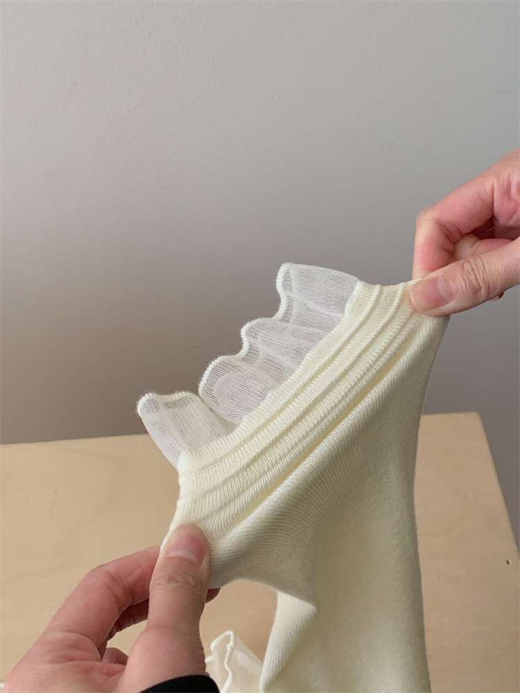 フリルブラウス フリル付きリブニット襟ブラウス