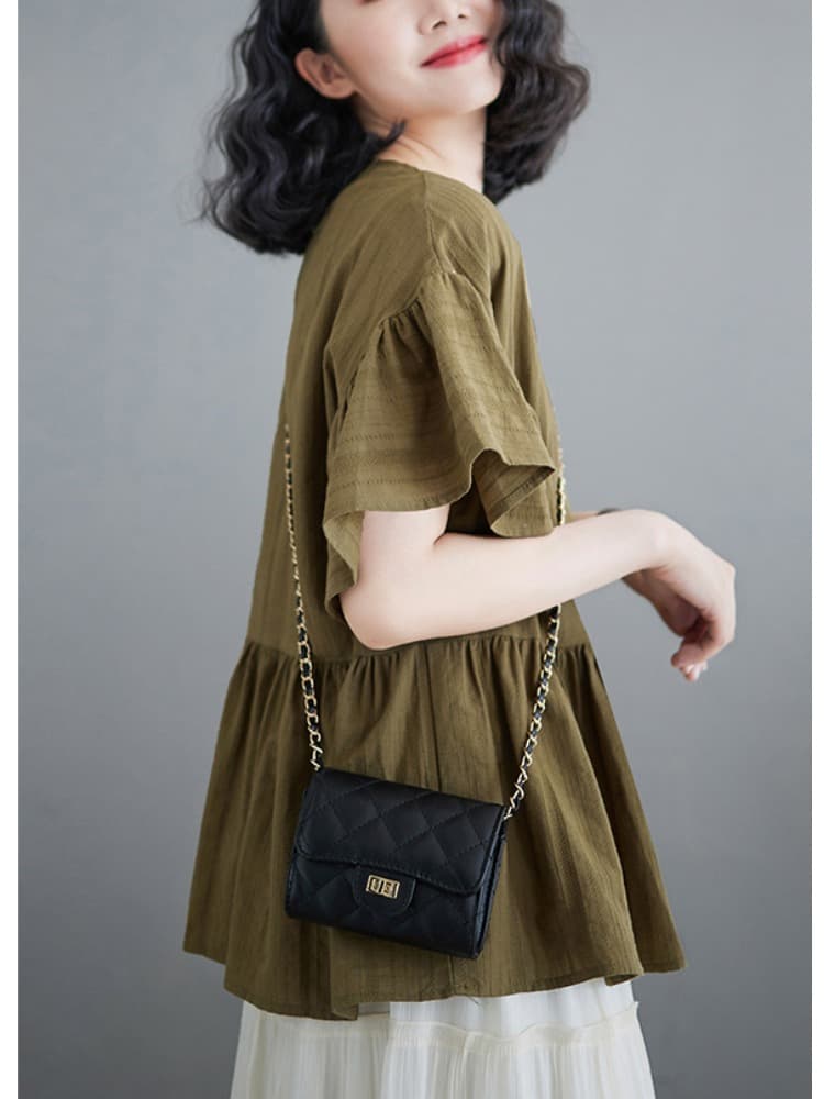 フリルブラウス ふんわり裾フリルペプラムブラウス