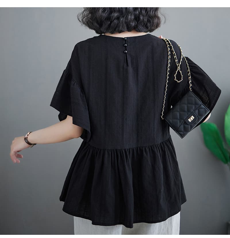 フリルブラウス ふんわり裾フリルペプラムブラウス