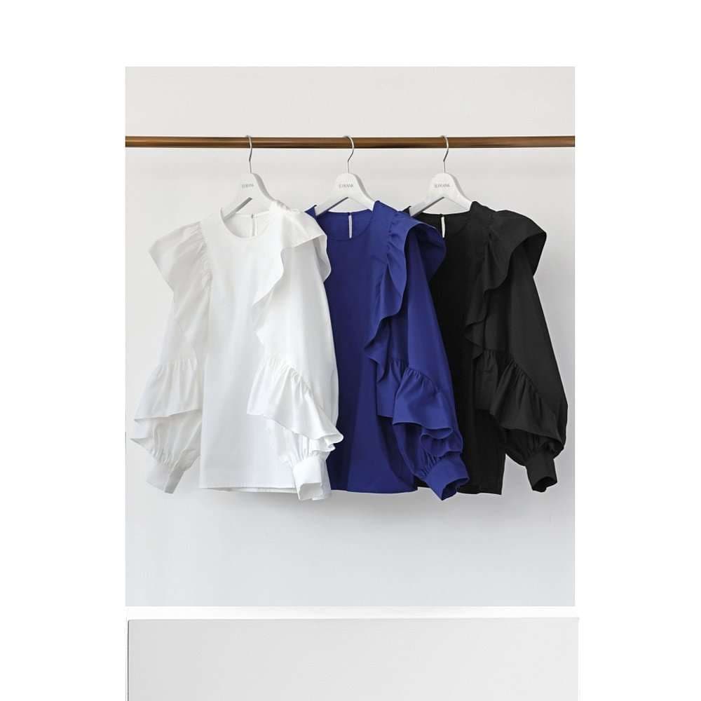 優雅なボリュームフリルブラウス