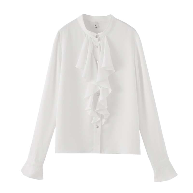 フリルブラウス エレガントフリル袖ブラウス