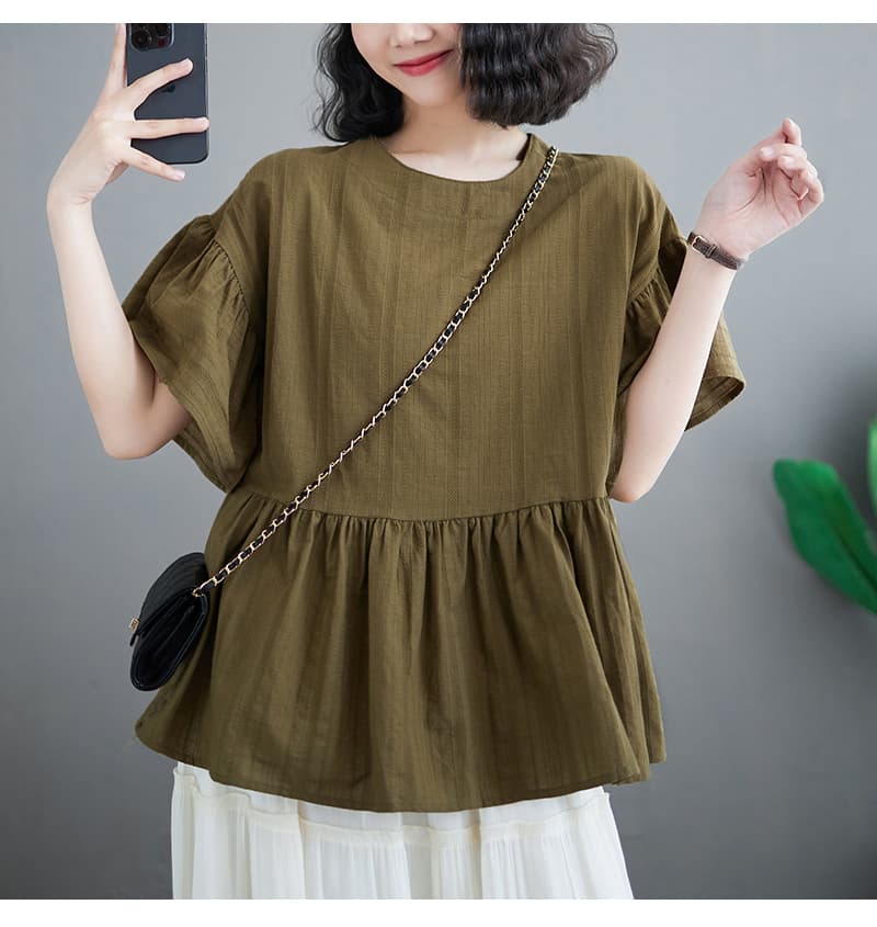 フリルブラウス ふんわり裾フリルペプラムブラウス