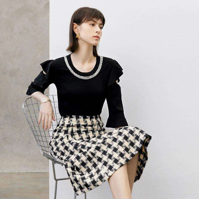 フリルブラウス デザイン袖フリル装飾ブラウス