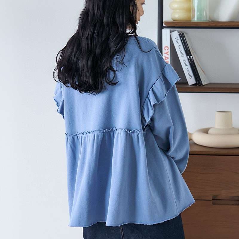 フリルブラウス フリル装飾 ゆったりシルエットブラウス