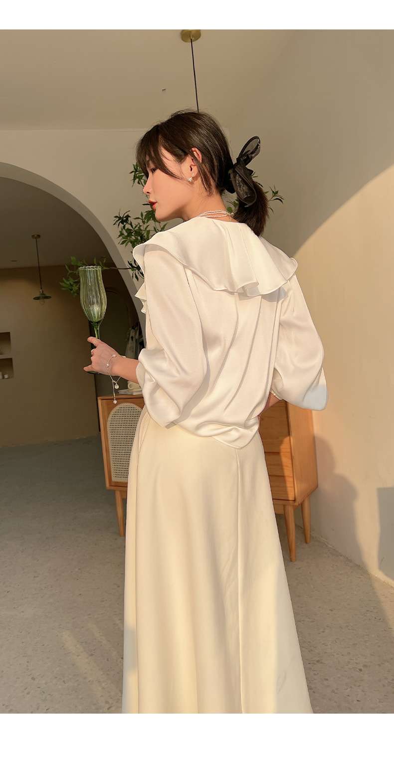 フリルブラウス エレガントフリル襟ブラウス