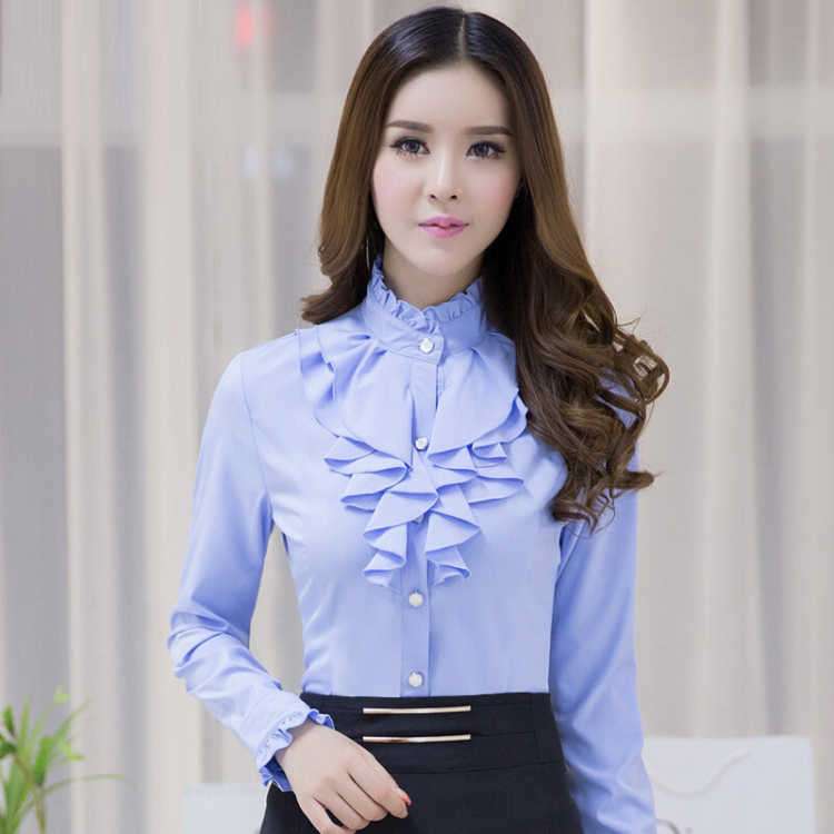 フリルブラウス 華やかフリル襟付きブラウス