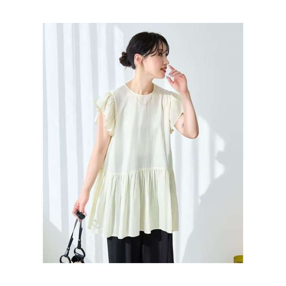 フリルブラウス フリル袖のゆったりブラウス