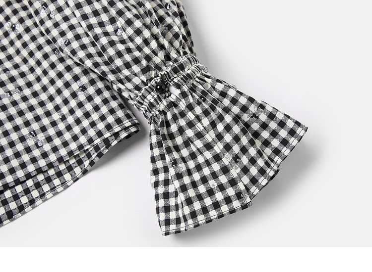 ギンガムチェックフリルブラウス