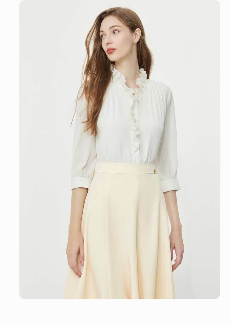 フリルブラウス スタンドフリル デザインブラウス