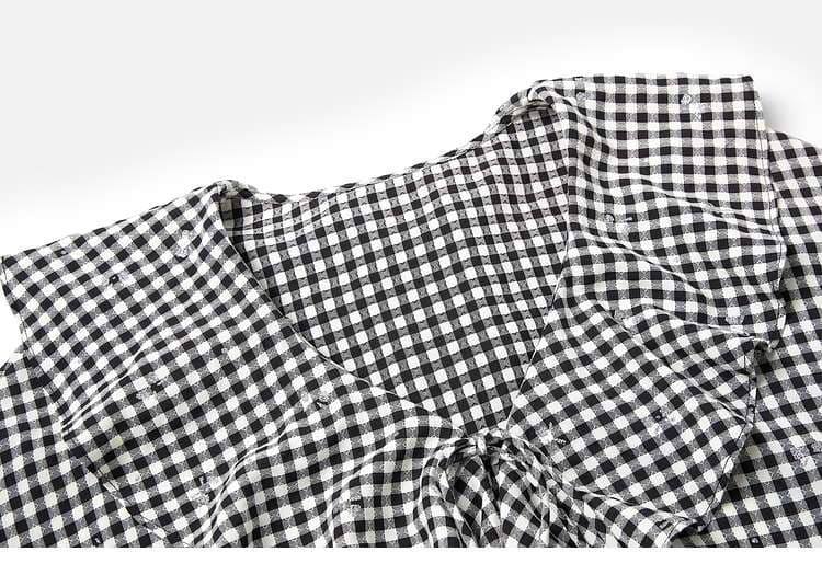 ギンガムチェックフリルブラウス