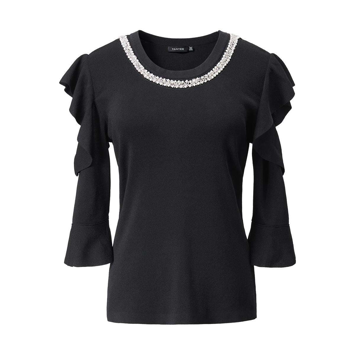 フリルブラウス デザイン袖フリル装飾ブラウス