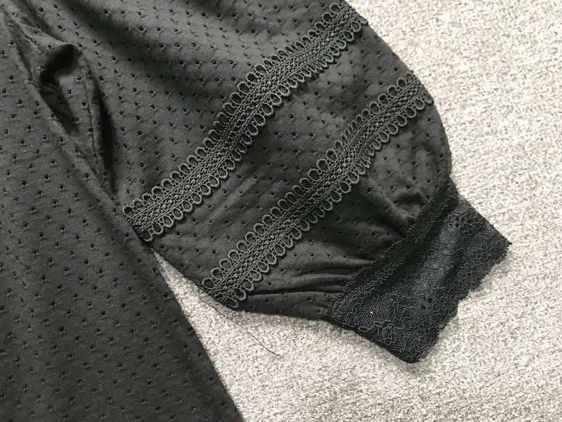 フリルブラウス フリル付きレース編み立体デザインブラウス