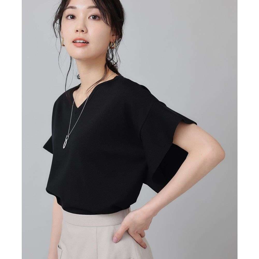 フリルブラウス フリル袖デザイン Vネックブラウス