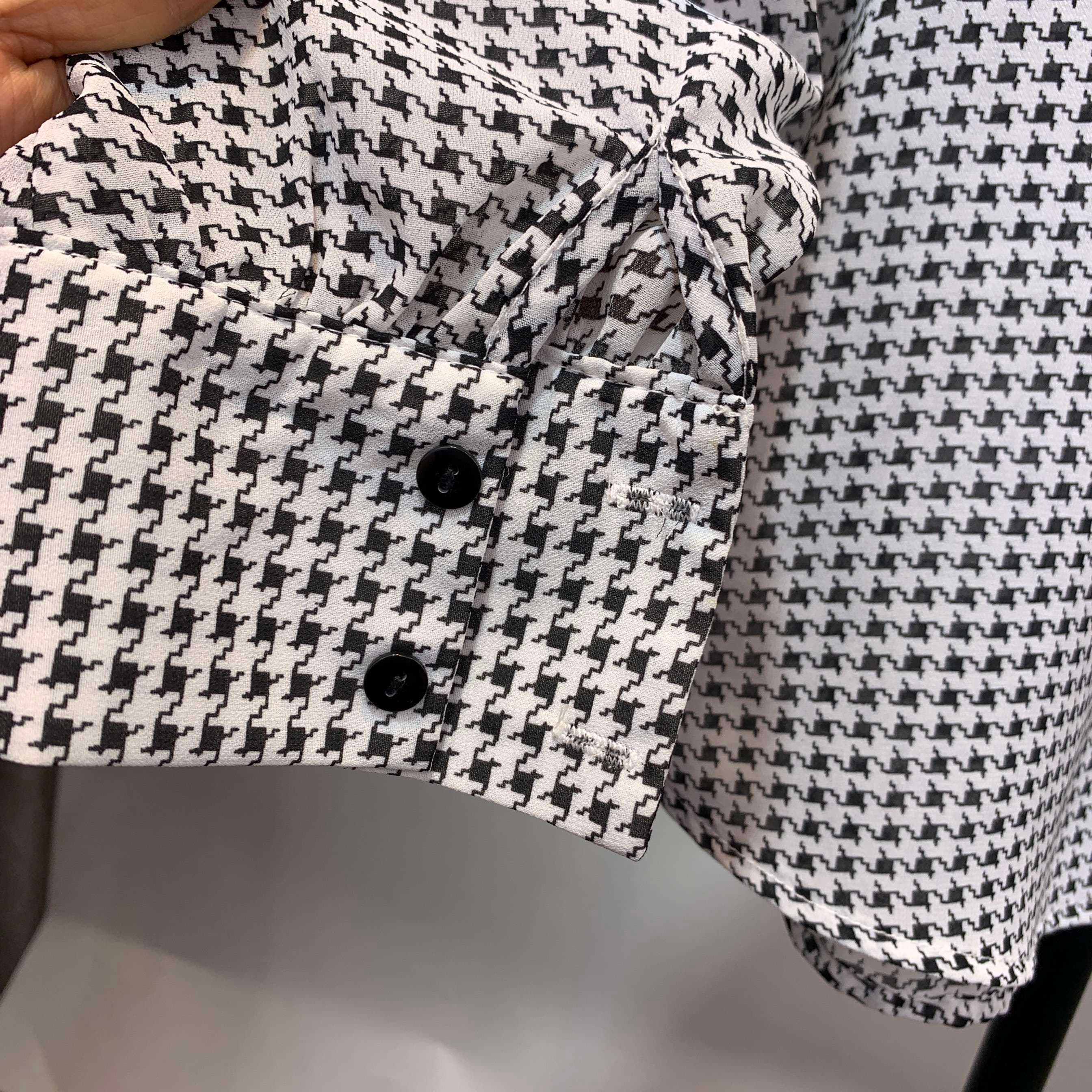 フリルブラウス 千鳥格子柄フリル二段重ねブラウス