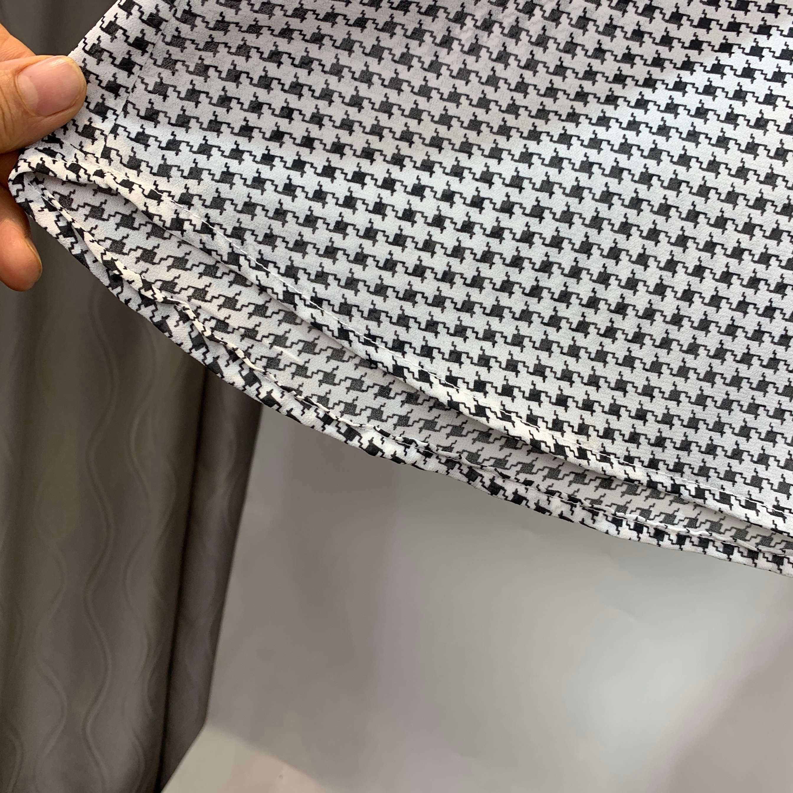 フリルブラウス 千鳥格子柄フリル二段重ねブラウス