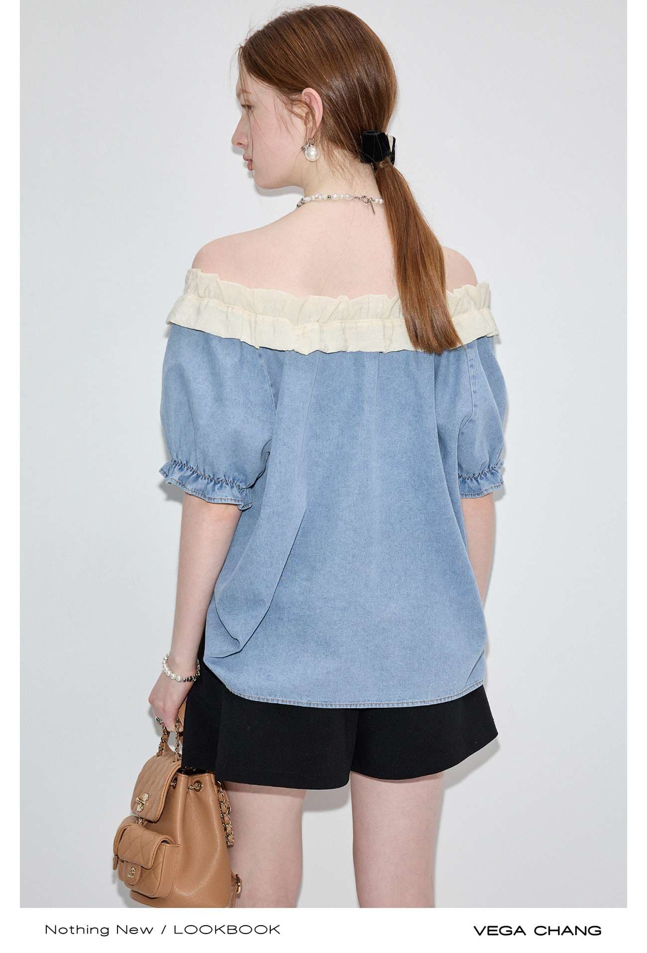 フリル襟付き袖フリルブラウス