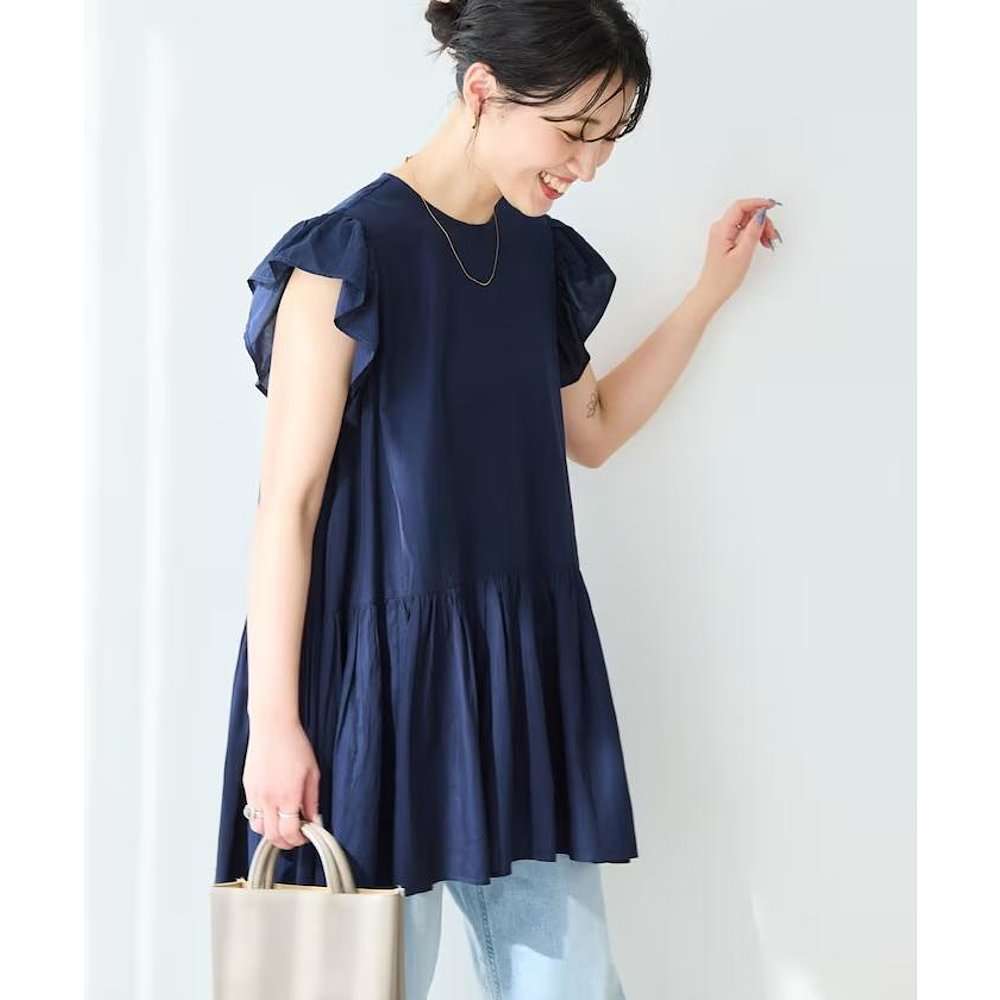 フリルブラウス フリル袖のゆったりブラウス