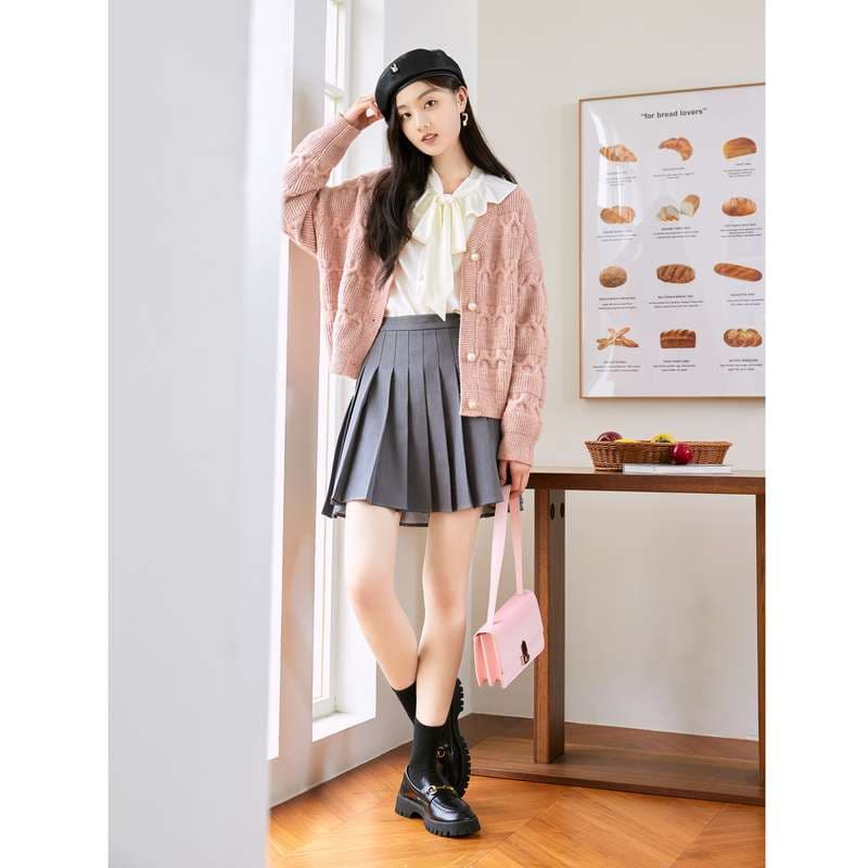 フリルブラウス リボンタイ付きフリル襟ブラウス