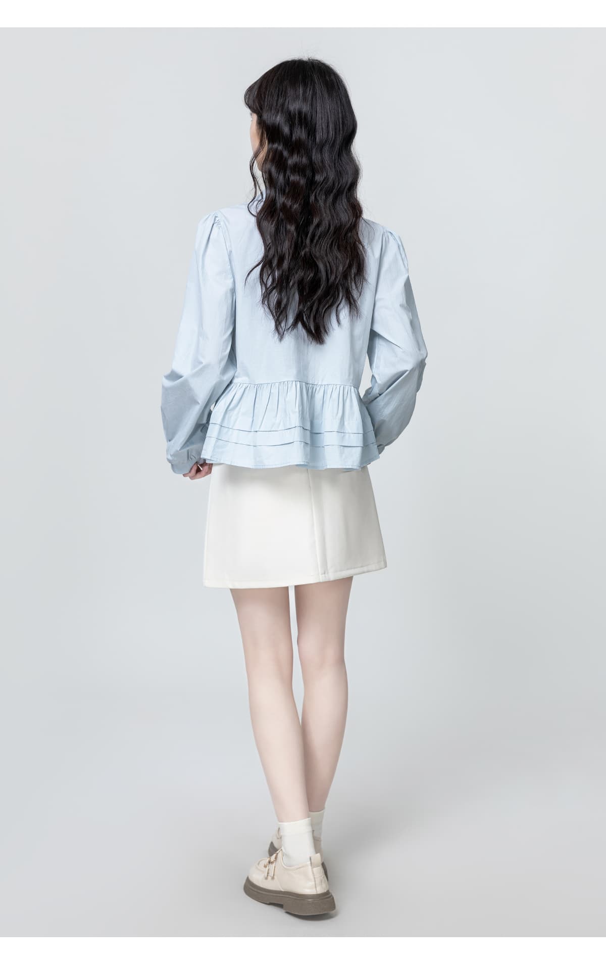 フリルブラウス 優雅な二段裾フリルブラウス