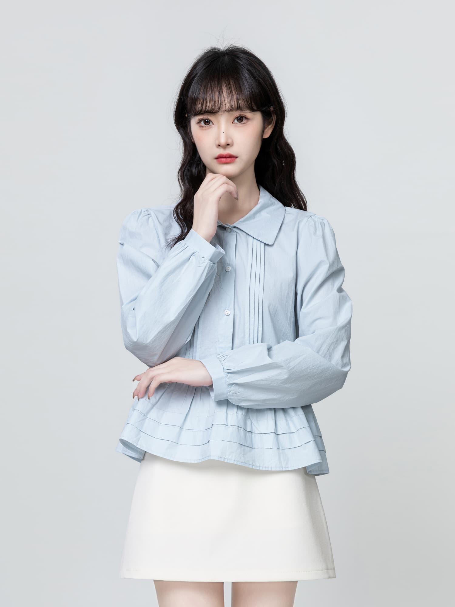 フリルブラウス 優雅な二段裾フリルブラウス