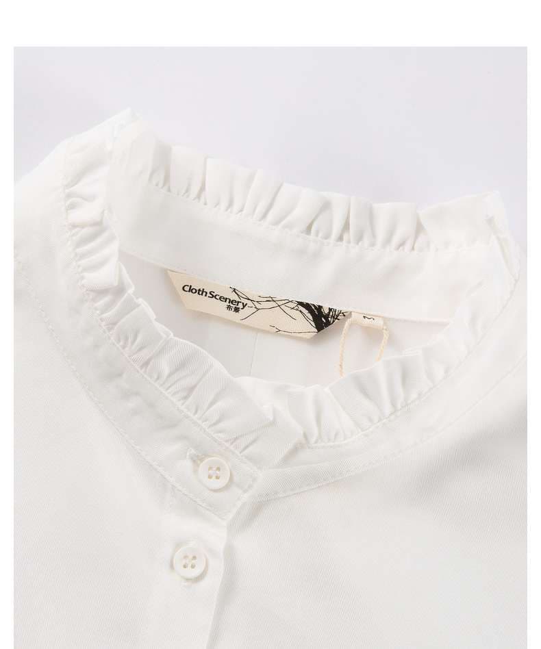 フリルブラウス 優美なフリル襟スタンドカラーブラウス