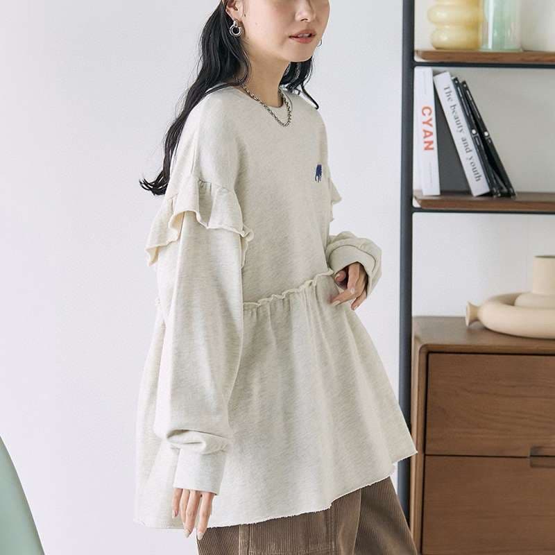 フリルブラウス フリル装飾 ゆったりシルエットブラウス