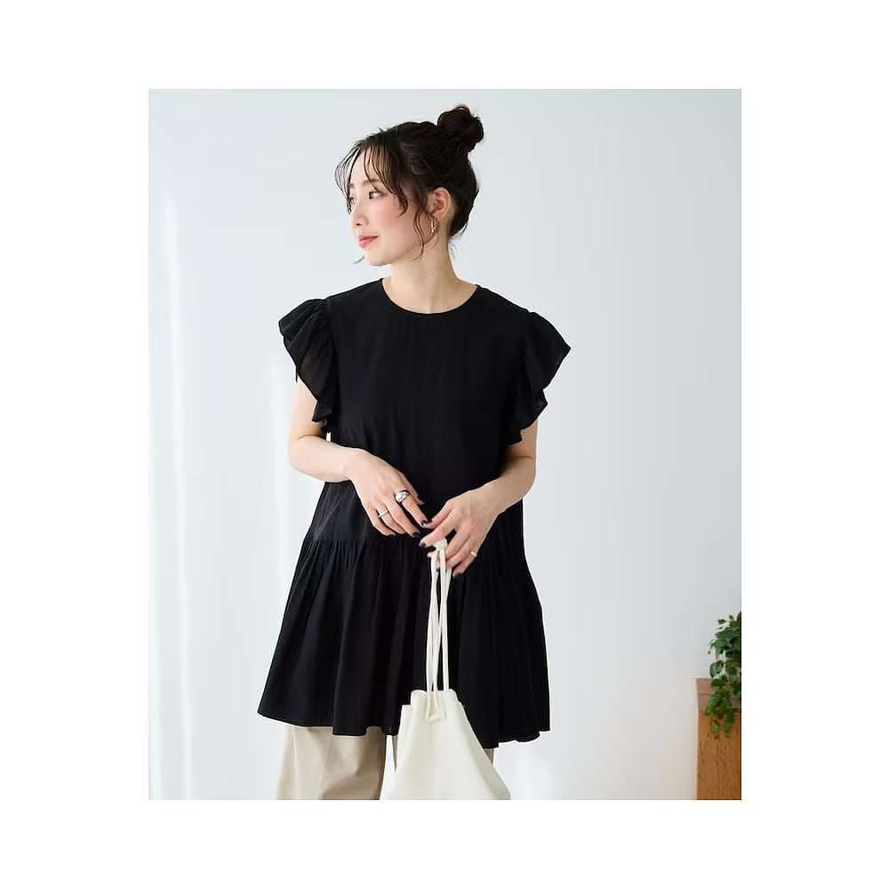 フリルブラウス フリル袖のゆったりブラウス