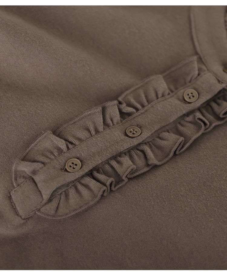 フリルブラウス なめらかフリル飾り スタンドブラウス