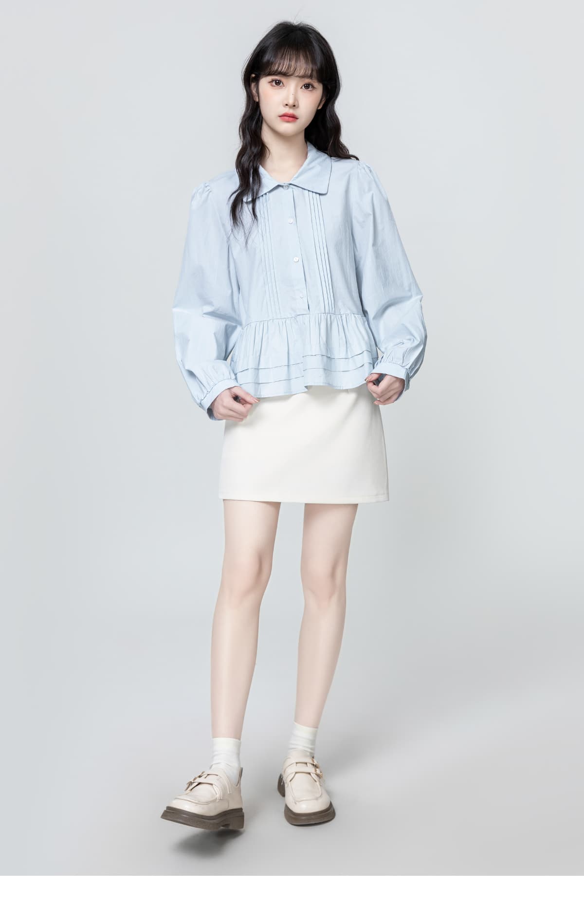 フリルブラウス 優雅な二段裾フリルブラウス