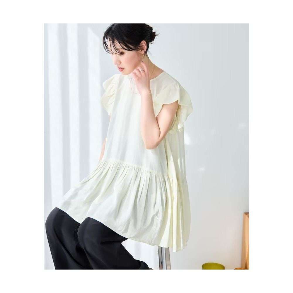フリルブラウス フリル袖のゆったりブラウス