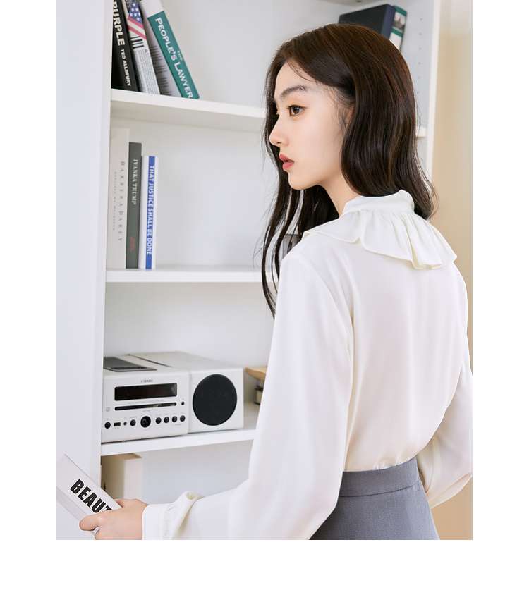 フリルブラウス リボンタイ付きフリル襟ブラウス