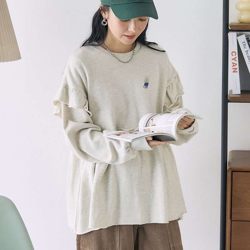 フリルブラウス フリル装飾 ゆったりシルエットブラウス