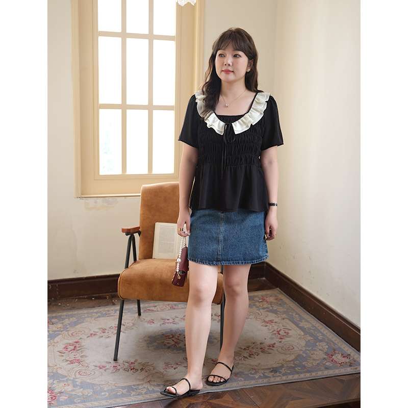 フリルブラウス フリル襟付きギャザーブラウス